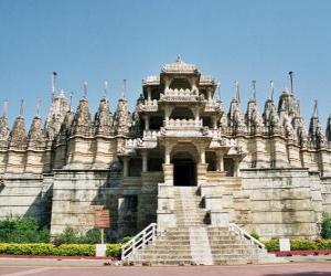 Puzzle Ranakpur Temple, το μεγαλύτερο Jain ναό στην Ινδία. Ναός χτίστηκε το μάρμαρο